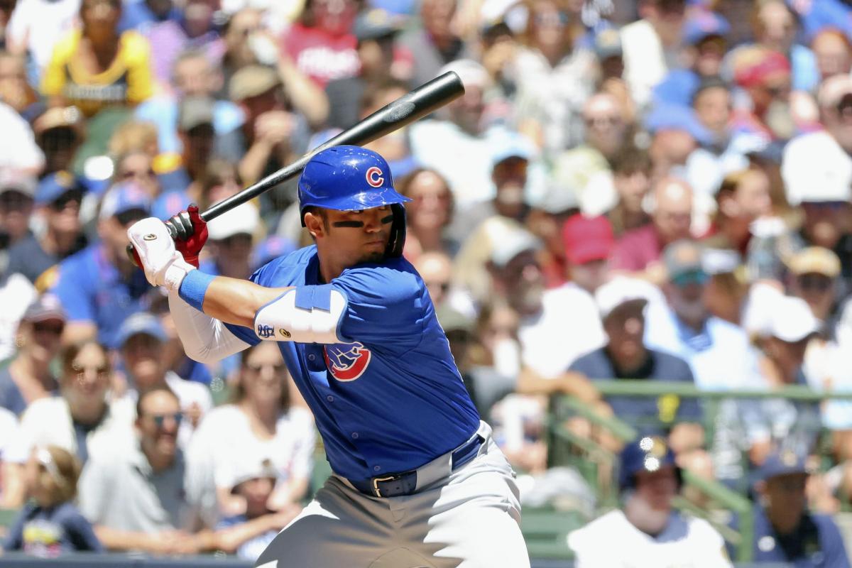 ブルワーズ戦の３回、打席で構えるカブス・鈴木＝ミルウォーキー（ゲッティ＝共同）