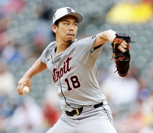 ツインズ戦に先発し、３回⅔を９安打９失点で５敗目を喫したタイガース・前田＝ミネアポリス（ゲッティ＝共同）