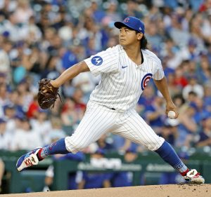 カージナルス戦に先発し、６回⅔を１０安打４失点のカブス・今永。勝敗は付かなかった＝シカゴ（ＵＳＡトゥデー・ロイター＝共同）