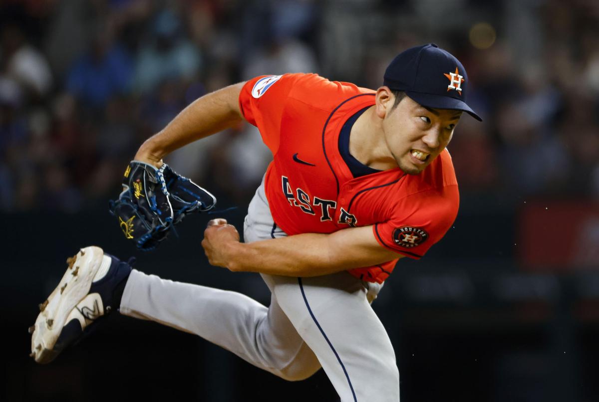 レンジャーズ戦に先発し、５回⅓を２失点で移籍後初白星となる５勝目を挙げたアストロズ・菊池＝アーリントン（共同）