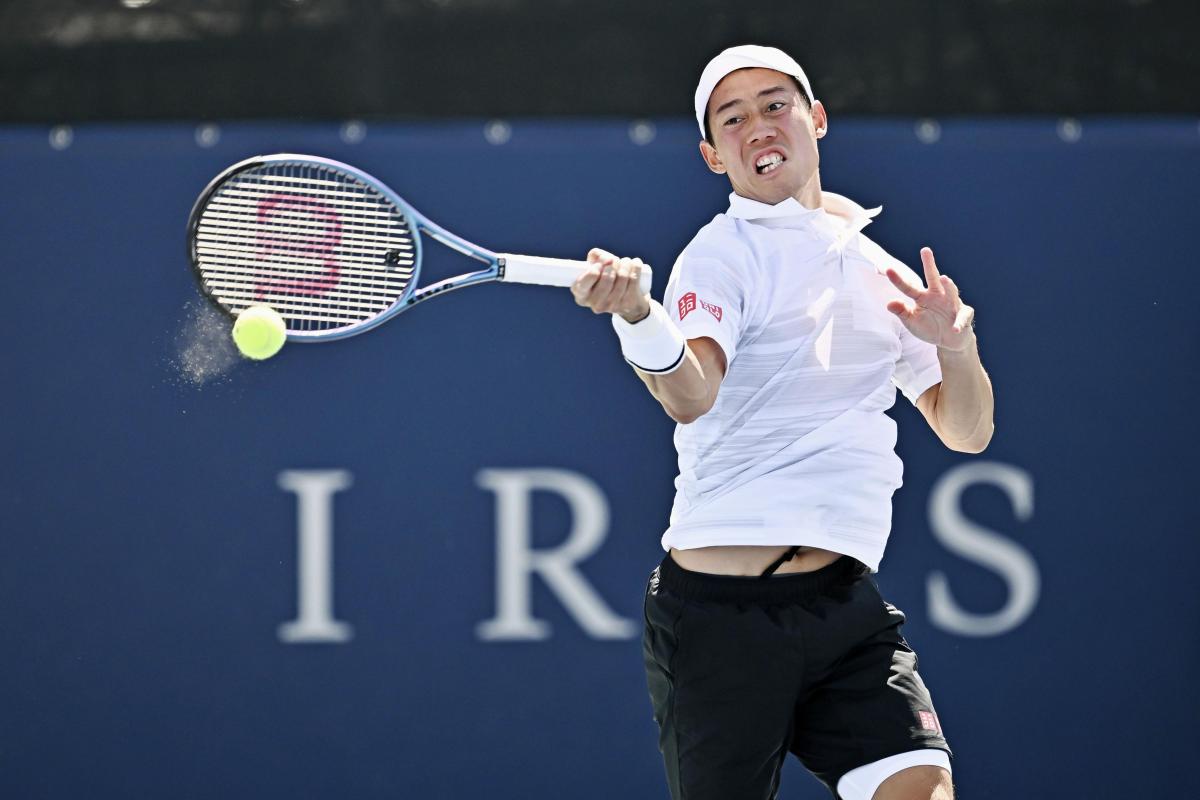 男子シングルス３回戦でプレーする錦織圭＝モントリオール（ゲッティ＝共同）