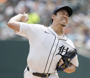 マリナーズ戦の２回から２番手で登板し、５回⅔を１安打無失点だったタイガース・前田＝デトロイト（ゲッティ＝共同）