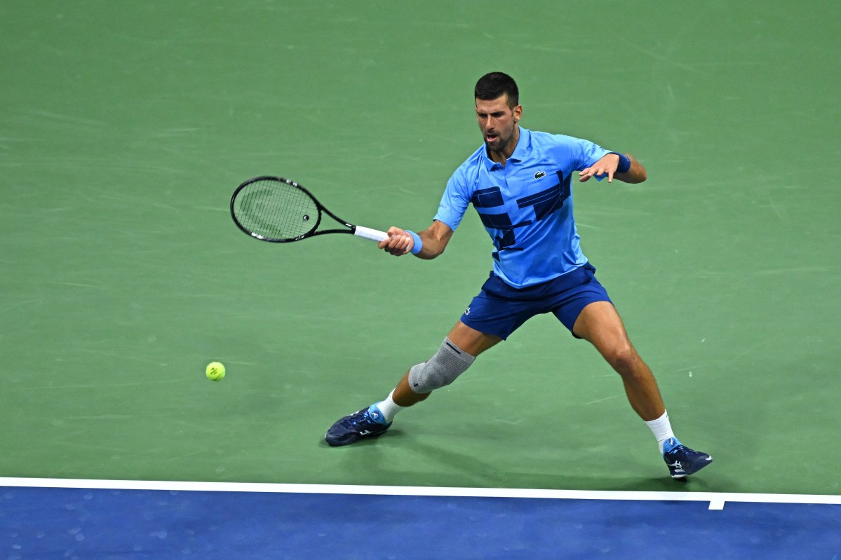Novak Djokovic (SRB) during his first match at the 2024 US Open at Billie Jean National Tennis Center in New York City, NY, USA, on August 26, 2024. Photo by Corinne Dubreuil/ABACAPRESS.COM、クレジット：Ｄｕｂｒｅｕｉｌ　Ｃｏｒｉｎｎｅ／ＡＢＡＣＡ／共同通信イメージズ