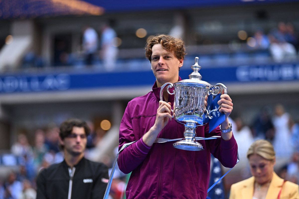 Jannik Sinner (ITA) wins his first title at the 2024 US Open at Billie Jean National Tennis Center in New York City, NY, USA, on September 8, 2024. Photo by Corinne Dubreuil/ABACAPRESS.COM、クレジット：Ｄｕｂｒｅｕｉｌ　Ｃｏｒｉｎｎｅ／ＡＢＡＣＡ／共同通信イメージズ