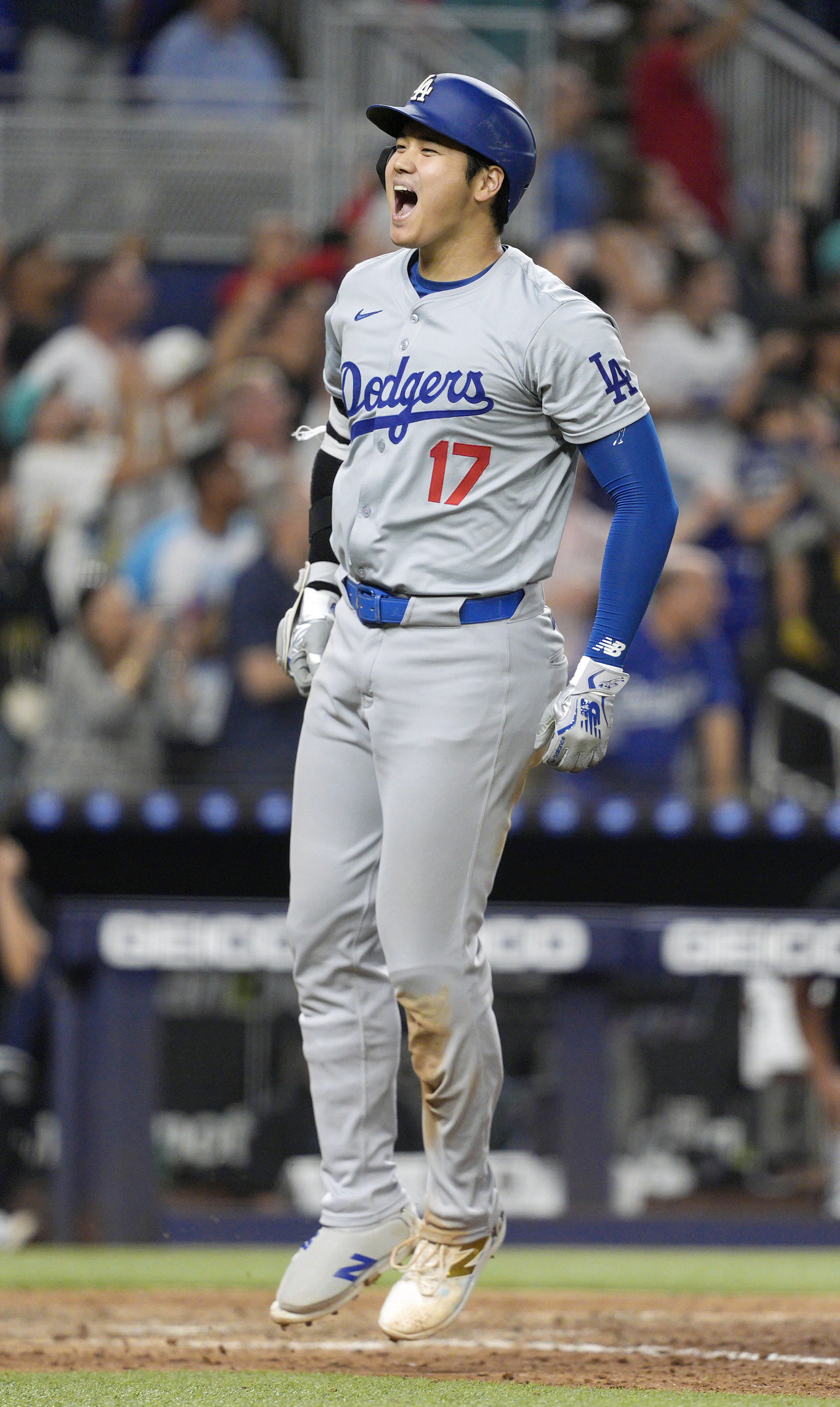喜ぶ大谷 米大リーグ・大谷