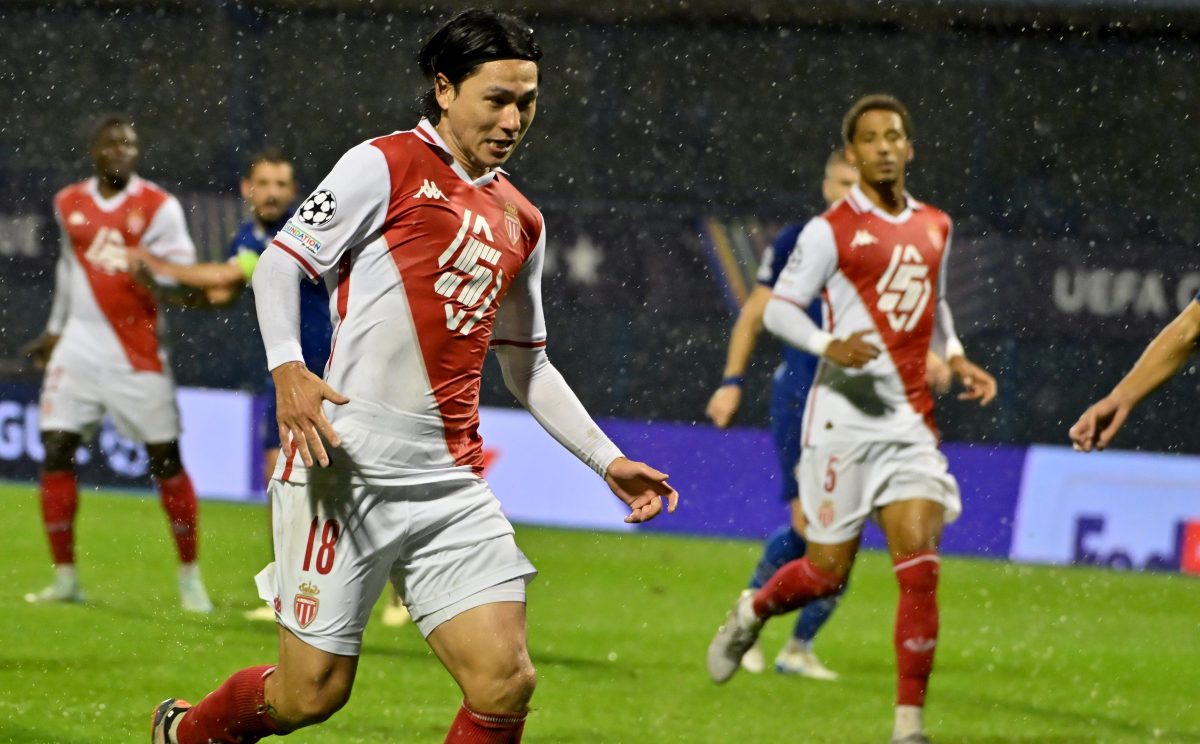 2024 2025 - 02/10/2024 October 2, 2024, Zagreb, Croatia: Takumi Minamino of Monaco in action during the UEFA Champions League, League phase football match between Dinamo Zagreb and Monaco (Credit Image: Â© Panoramic via ZUMA Press)、クレジット：©Ｐａｎｏｒａｍｉｃ／Ｐａｎｏｒａｍｉｃ　ｖｉａ　ＺＵＭＡ　Ｐｒｅｓｓ／共同通信イメージズ　※Belgium, France, Germany Rights OUT 「ＺＵＭＡ　Ｐｒｅｓｓ」