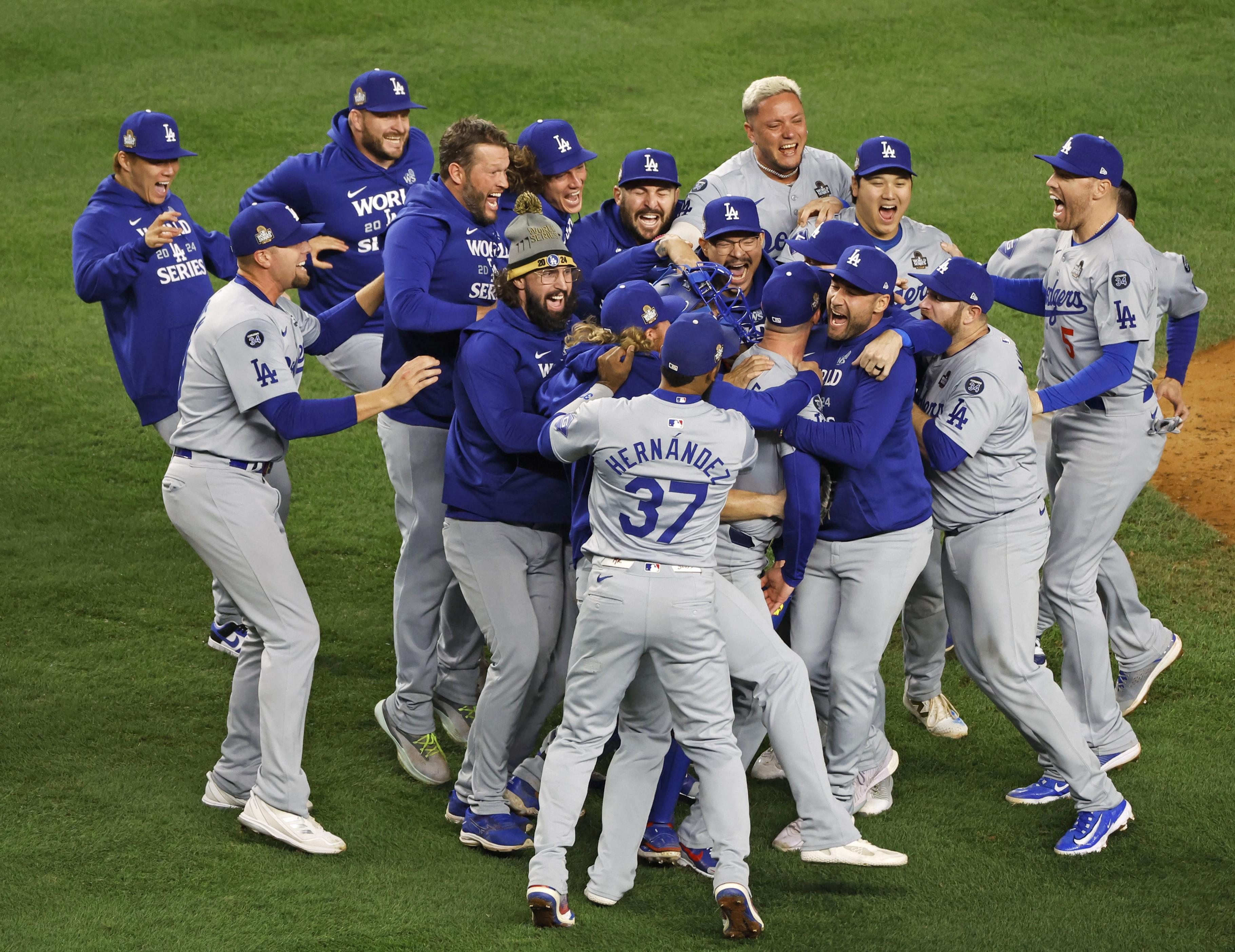 喜ぶ大谷、山本ら ワールドシリーズ第５戦