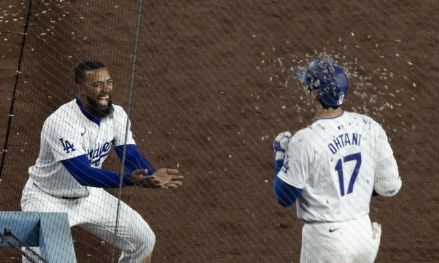 大谷のドジャース初本塁打を出迎えるＴ・ヘルナンデス
