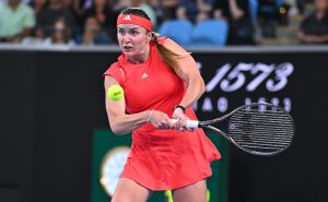 Elina Svitolina (UKR) during her third round match at the 2025 Australian Open at Melbourne Park in Melbourne, Australia, on January 18, 2025. Photo by Corinne Dubreuil/ABACAPRESS.COM、クレジット：Ｄｕｂｒｅｕｉｌ　Ｃｏｒｉｎｎｅ／ＡＢＡＣＡ／共同通信イメージズ