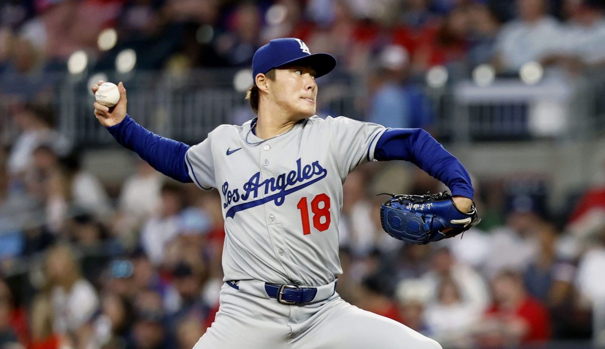 ブレーブス戦に先発し、６回を１安打無失点の好投で４勝目を挙げたドジャース・山本＝アトランタ（共同）