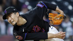 パイレーツ戦に先発し5回⅔を投げ6安打1失点だったメッツ・千賀。勝敗は付かなかった＝ニューヨーク（共同）