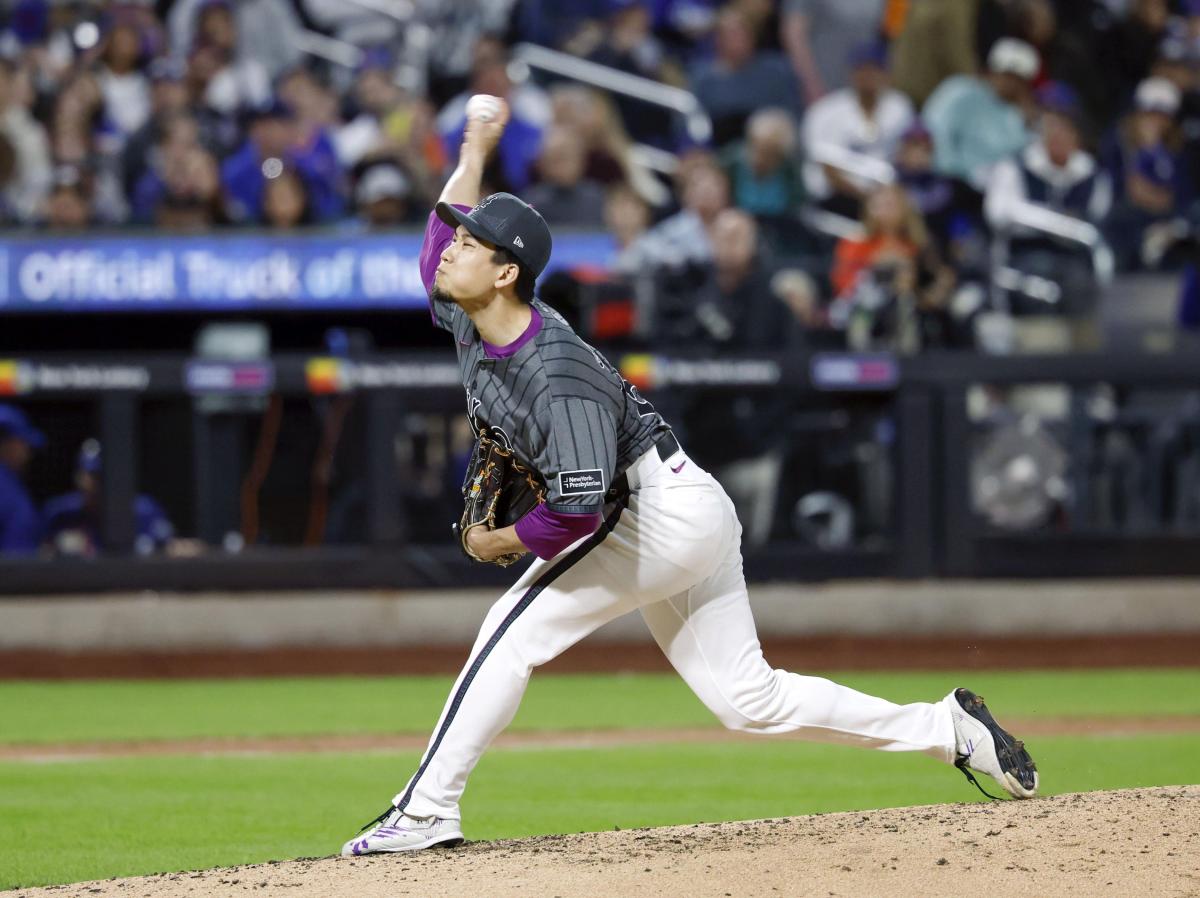 ドジャース戦に先発し、５回⅓を１失点で５勝目を挙げたメッツ・千賀＝ニューヨーク（共同）