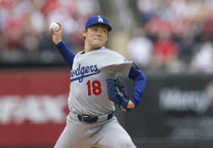 カージナルス戦に先発したドジャース・山本。６回４安打無失点で勝敗は付かなかった＝セントルイス（共同）