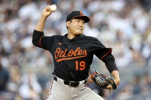 ヤンキース戦に先発したオリオールズ・菅野＝ニューヨーク（ゲッティ＝共同）