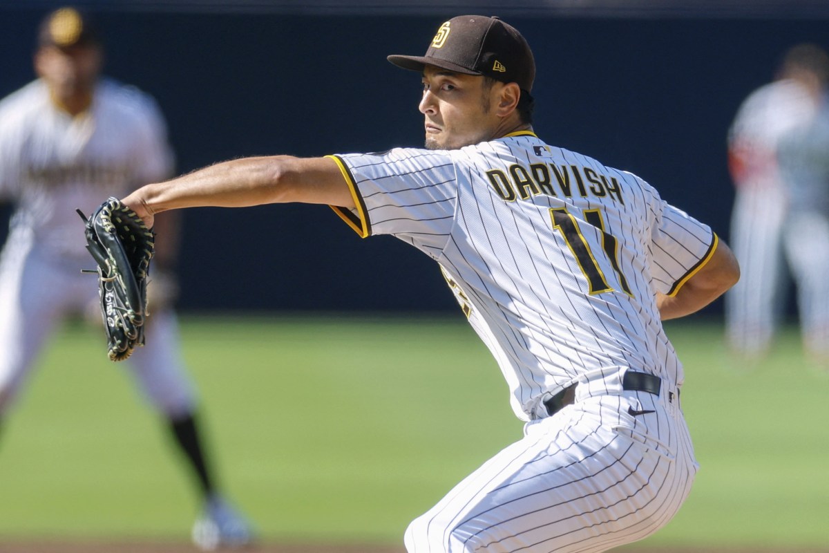 フィリーズ戦に先発し、４回$2154を４失点だったパドレスのダルビッシュ。今季初勝利はならなかった＝サンディエゴ（イマジンイメージズ・ロイター＝共同）