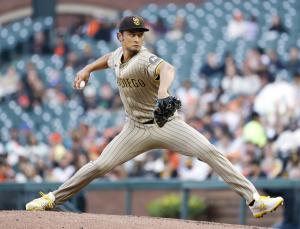 ジャイアンツ戦に先発したパドレスのダルビッシュ＝サンフランシスコ（共同）