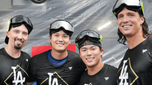 大谷＆由伸ら「最強の4本柱」集合　全身びしょ濡れのシャンパンファイトにX熱狂「世界一に」「笑顔が素敵な男たち」