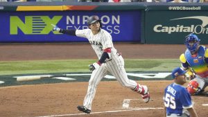 ３回、３ランを放った森下＝マイアミ（共同）