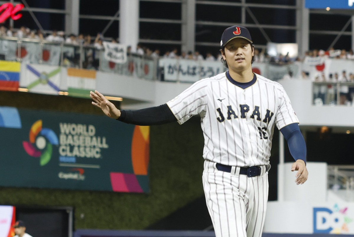 ベネズエラ戦に臨む大谷＝マイアミ（共同）