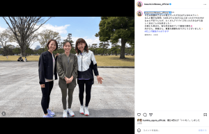 石川佳純、陸上レジェンドと10キロ以上を激走　ウエア姿の豪華スリーショットに「めっちゃ可愛い」「綺麗だな～」の声