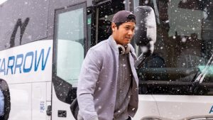 「これは寒そう」大谷翔平、降雪の中で球場入り　案じるコメント殺到「岩手思い出してるかな〜」「ヒートテック支給お願いします」