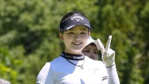 リゾート女子ゴルフ第３日、ラウンドする政田夢乃＝２０２６年５月３０日、グランディ那須白河ＧＣ