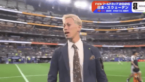 本田圭佑「これどういう状態？」　スウェーデン戦の現地中継で起こった“奇跡”の瞬間にSNS民総ツッコミ　「新しいオシャレの形」「オフサイドしてる」